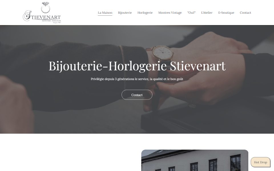 Page d'accueil du site de la Bijouterie Stievenart