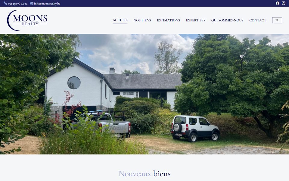 Page d'accueil du site Moons Realty